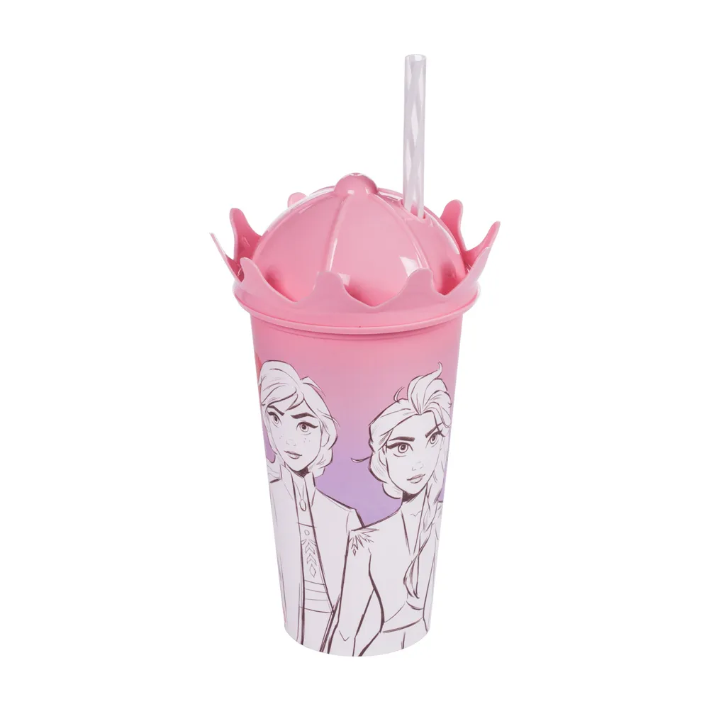 Copo coroa com canudo Frozen 500 ml